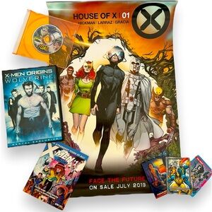 🦋 5/$25 - Marvel X-Men Merch Bundle: Trading Cards, Poster, Wolverine DVD